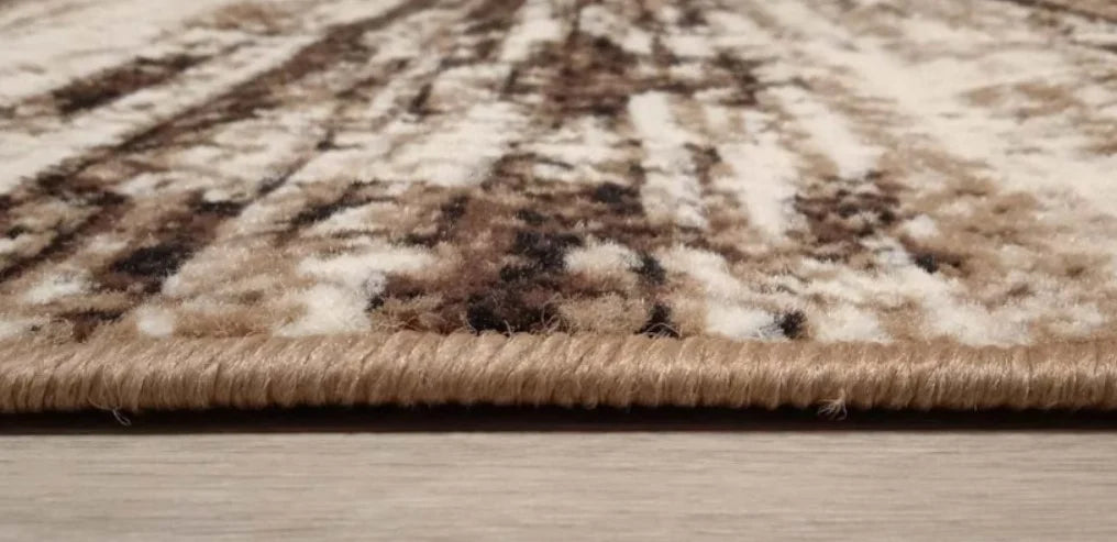 Grosime si material covor modern maro bej, confortabil si durabil