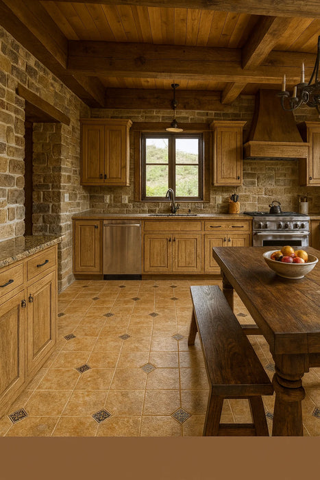 Linoleum bej pentru hol, pardoseala moderna, luminoasa si usor de intretinut