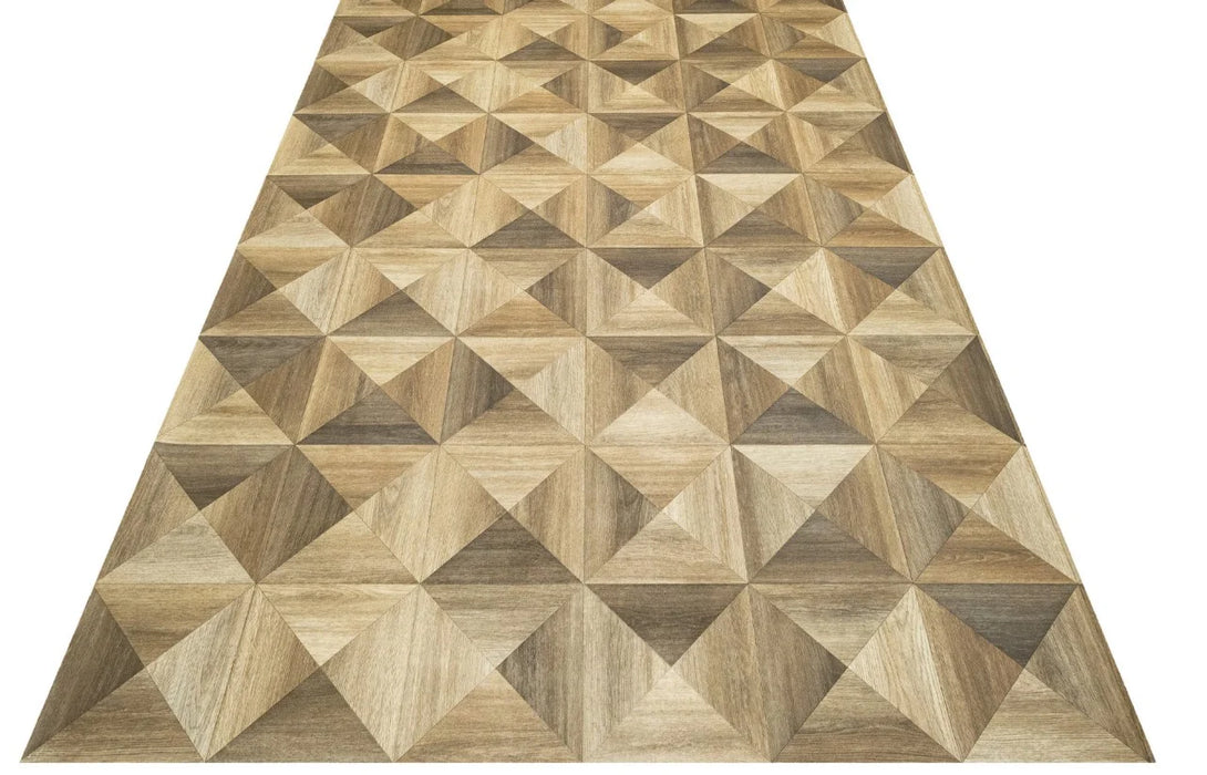 Linoleum bej maro model geometric, ideal pentru interior modern si rezistent