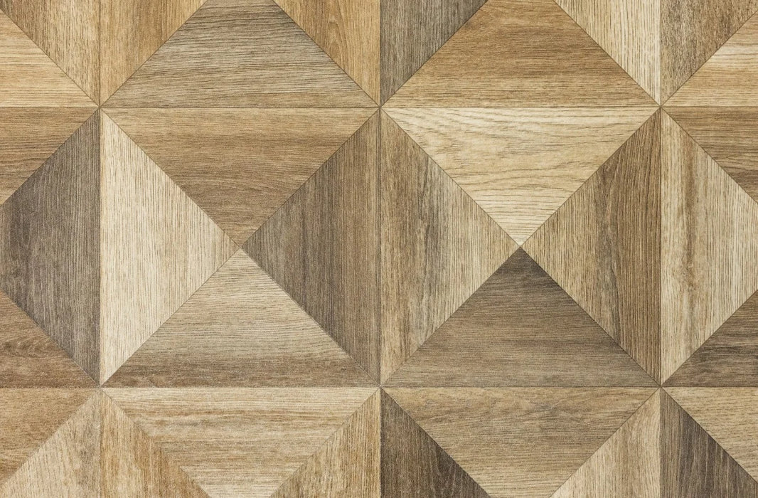 Linoleum bej maro cu model triunghiuri, design modern si atractiv pentru pardoseala