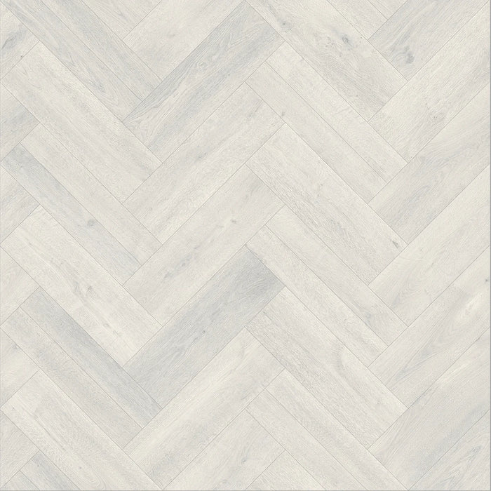 Detaliu linoleum PVC crem cu textura lemn si model herringbone, aspect modern si durabil
