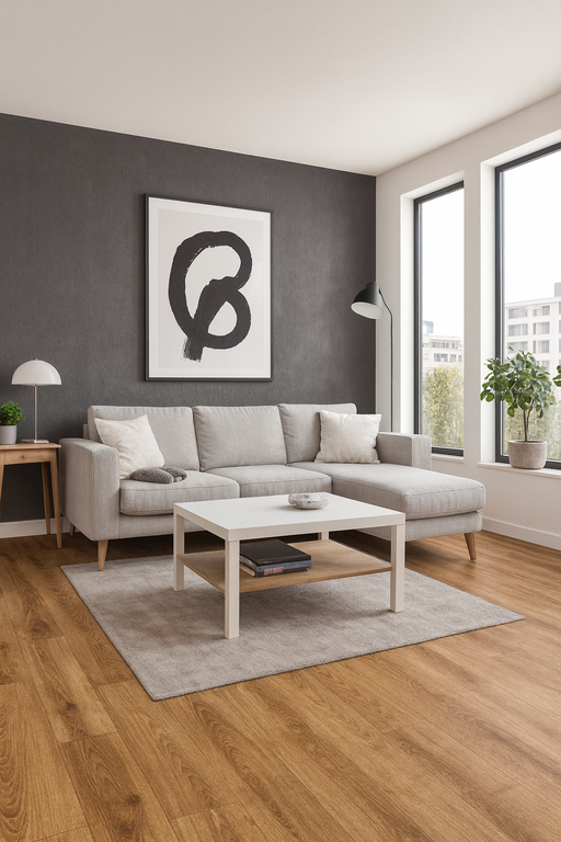 Linoleum PVC maro bej pentru living, efect lemn natural, pardoseala eleganta si rezistenta