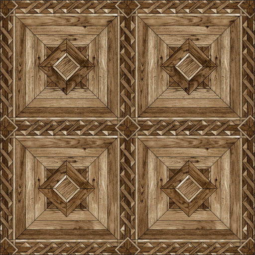 Linoleum PVC maro cu model lemn clasic geometric, pardoseala eleganta si rezistenta pentru interior