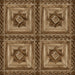 Linoleum PVC maro cu model lemn clasic geometric, pardoseala eleganta si rezistenta pentru interior