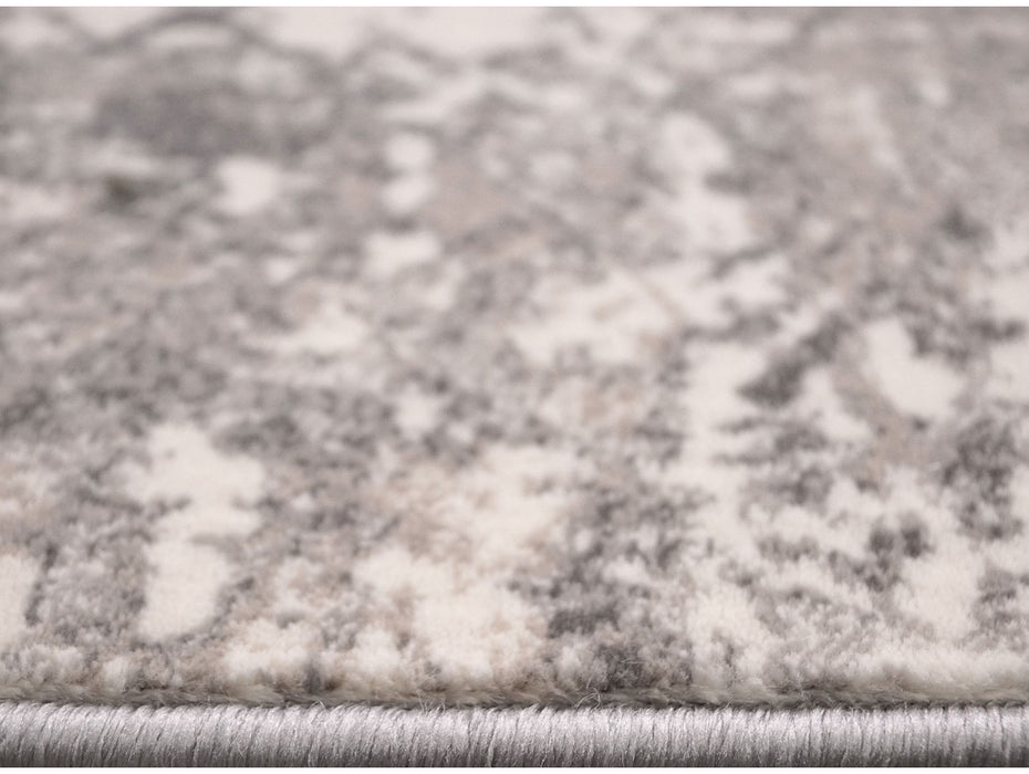 Margine finisata si profil lateral la covor modern gri bej, material flexibil si usor de asezat