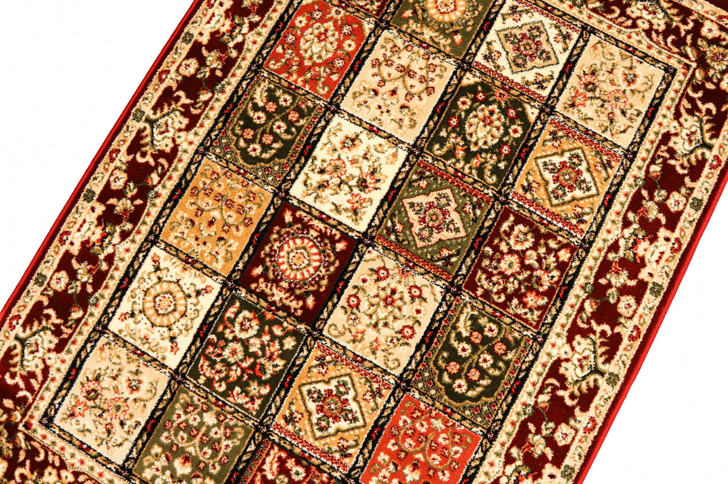Model persan patchwork covor grena crem stil traditional cu motive decorative orientale elegante