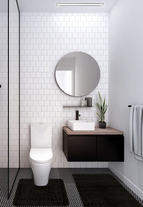 set covor baie antiderapant negru 2 piese covor wc si covor pentru baie moderna