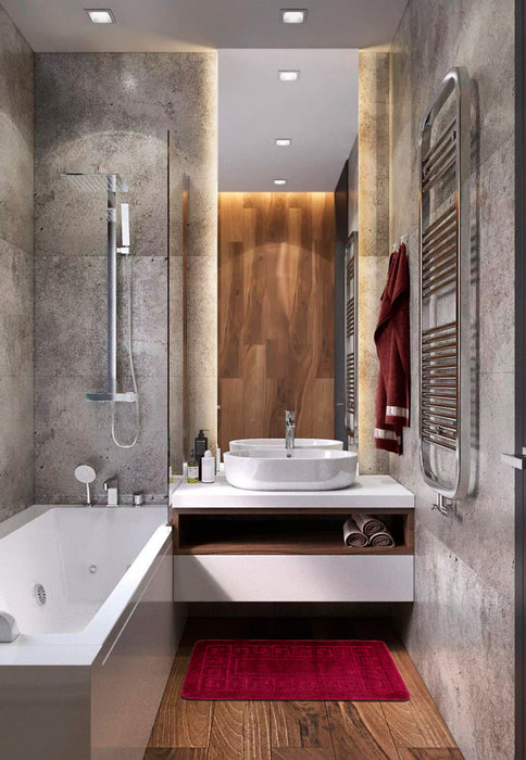 set covor baie antiderapant visiniu 2 piese covor wc si covor pentru baie moderna