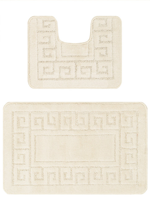 set covorase baie antiderapante ecru 2 piese covor wc si covor baie moale pentru baie moderna