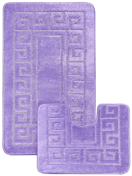 set covorase baie antiderapante lilac 2 piese covor wc si covor baie moale model modern pentru baie