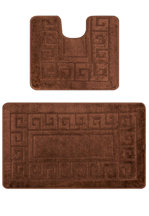 set covorase baie antiderapante maro 2 piese covor wc si covor baie moale pentru baie moderna