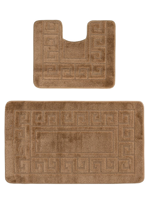 set covorase baie antiderapante maro deschis 2 piese covor wc si covor baie moale pentru baie moderna