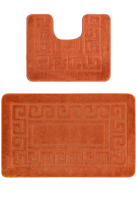 set covorase baie antiderapante portocaliu 2 piese covor wc si covor baie moale pentru baie moderna