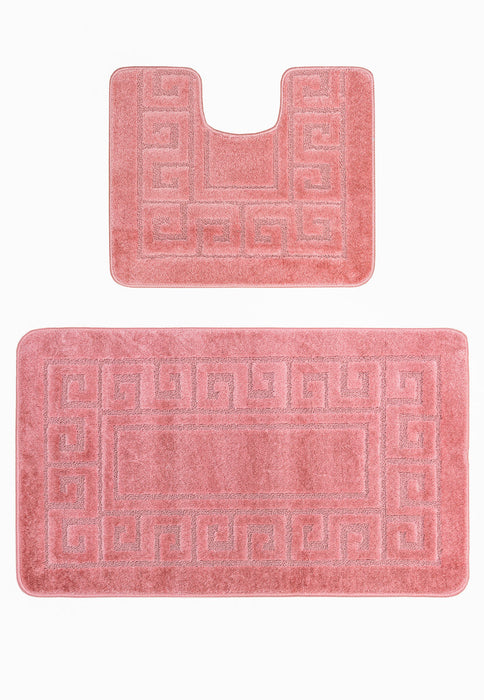 set covorase baie antiderapante roz 2 piese covor wc si covor baie moale pentru baie moderna