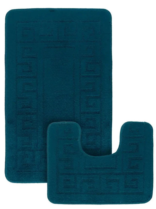 set covorase baie antiderapante turcoaz 2 piese covor wc si covor baie moale pentru baie moderna