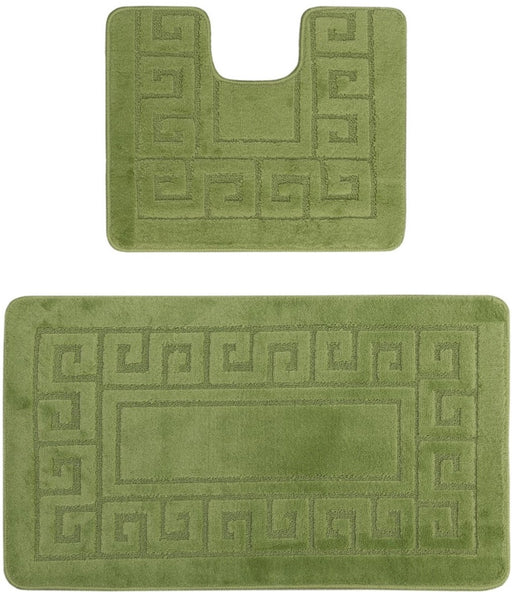 set covorase baie antiderapante verde 2 piese covor wc si covor baie moale pentru baie moderna