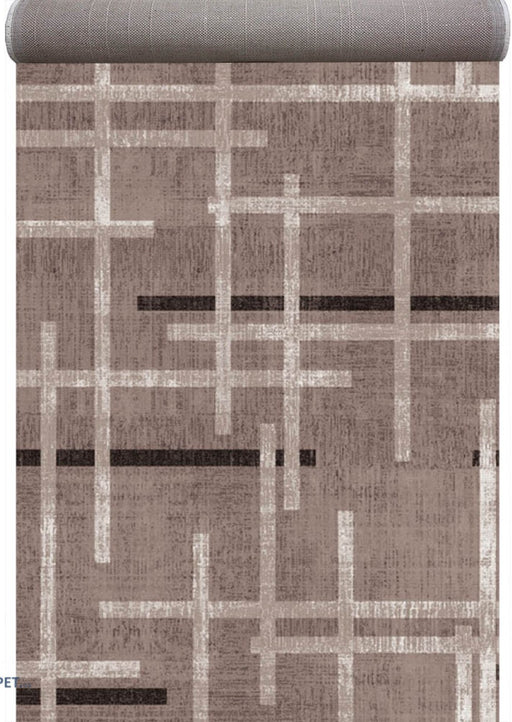 Traversa bej maro cu model geometric modern potrivita pentru hol