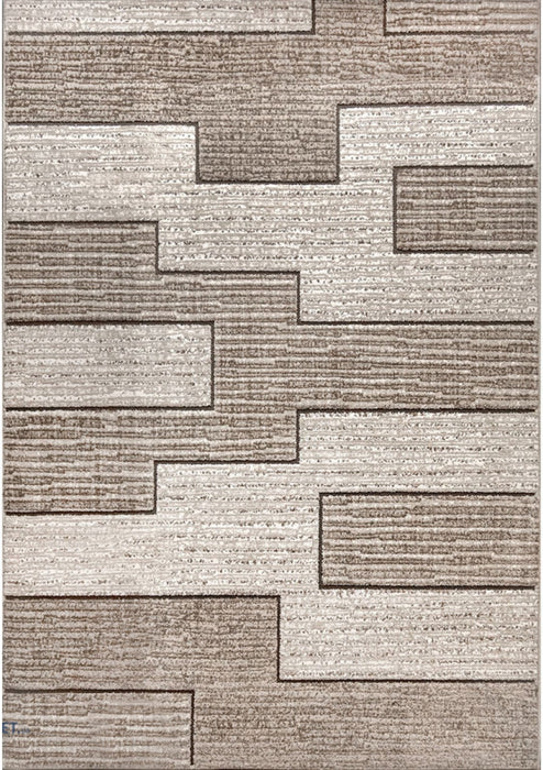 Traversa bej maro cu model geometric modern potrivita pentru hol