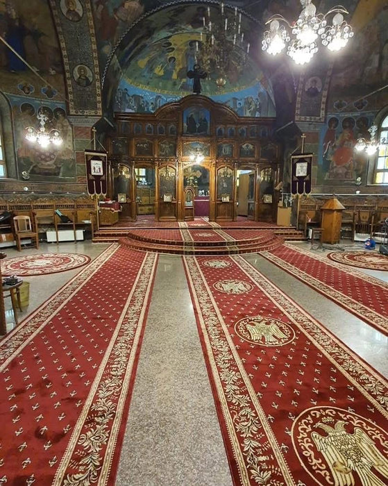 Traversa grena pentru biserica cu simbol vultur bicefal pozitionat central pe culoar