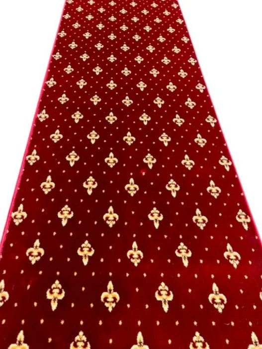 Traversa biserica rosu inchis grena cu model crini aurii pentru altar