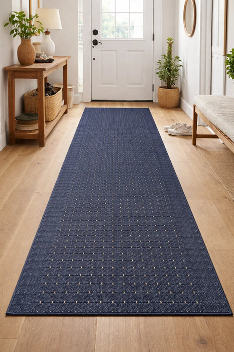 Traversa bucatarie antiderapanta albastra, covor bucatarie lung modern pentru bucatarie si hol