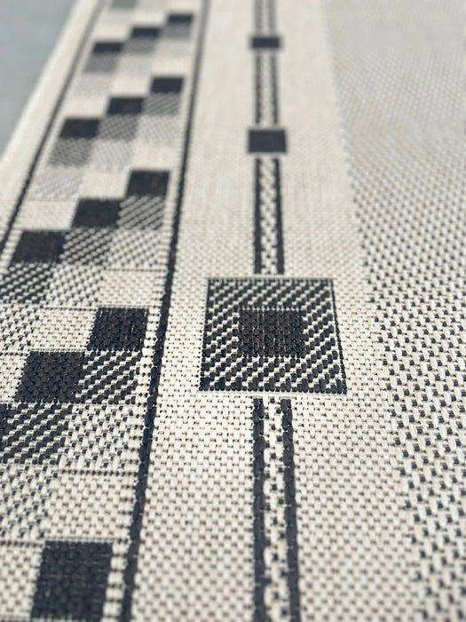 Traversa bucatarie crem maro cu model geometric modern pentru bucatarie si hol