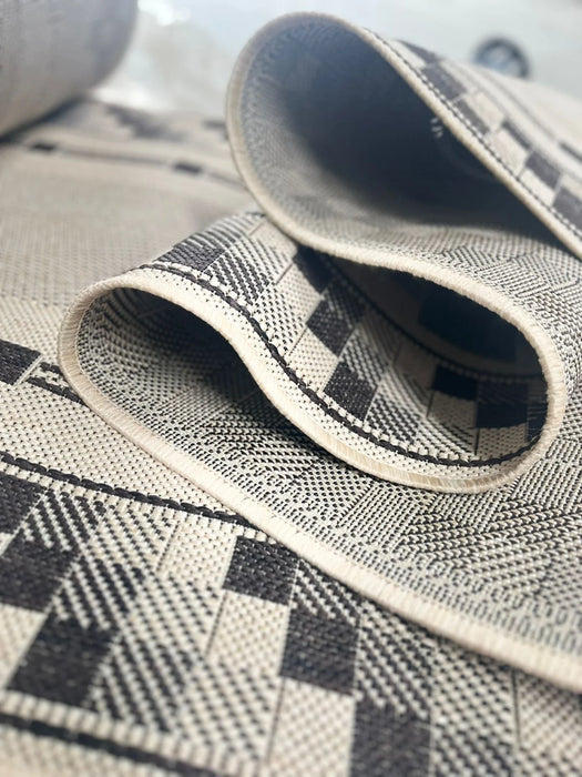 Traversa bucatarie lunga tip iuta crem maro, covor bucatarie modern si elegant