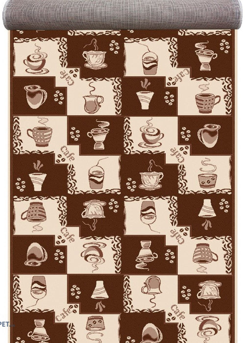 Traversa bucatarie model cafea maro bej, covor bucatarie lung modern