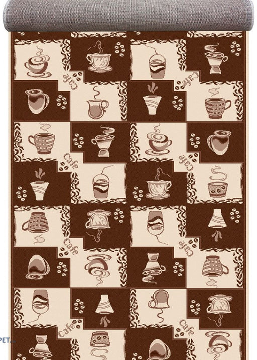 Traversa bucatarie model cafea maro bej, covor bucatarie lung modern