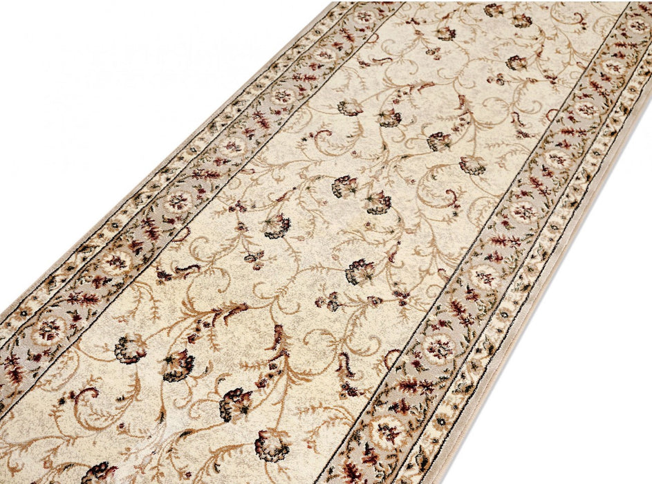 Traversa clasica pentru hol model floral crem bej cu design traditional elegant