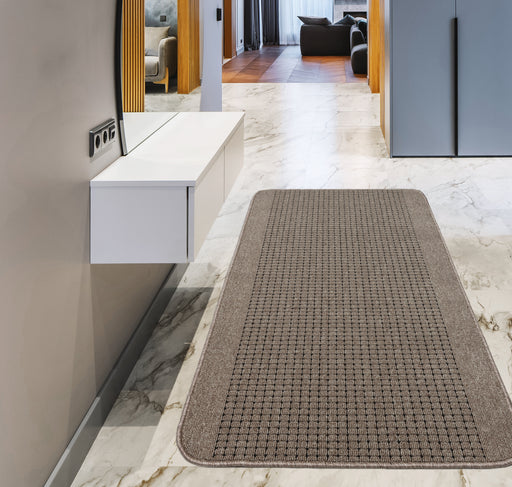 Traversa covor antiderapanta maro pentru hol si bucatarie, model modern rezistent