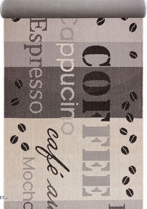 Traversa covor bucatarie antiderapanta bej maro cu design modern tip coffee