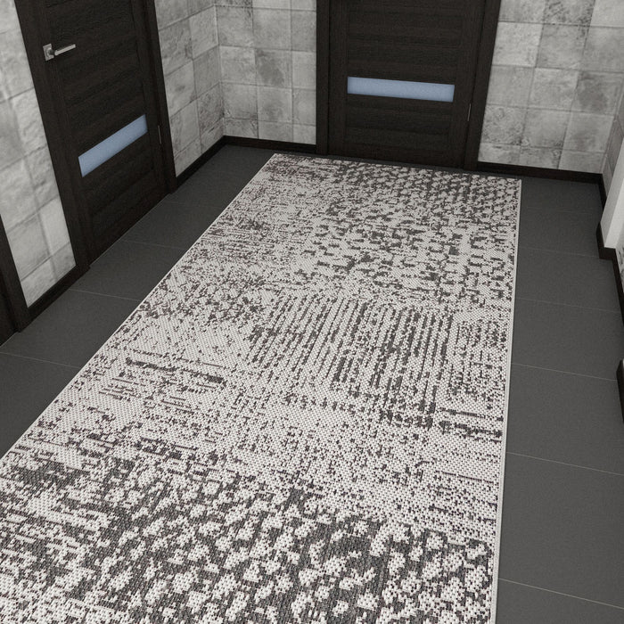 Traversa covor bucatarie antiderapanta bej maro, festonata, model modern pentru bucatarie