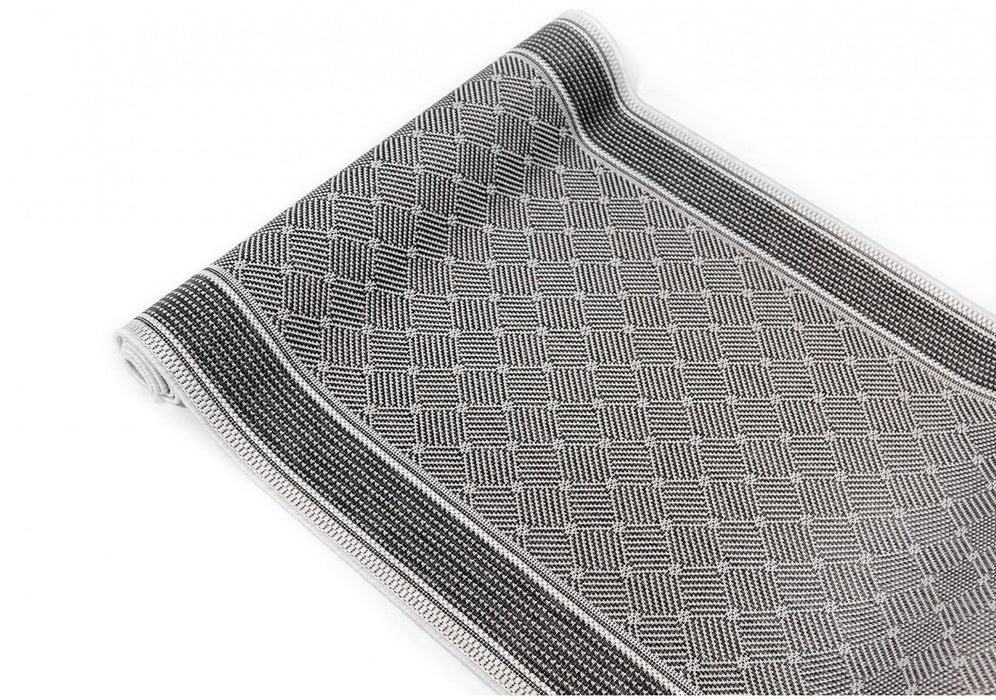 Traversa covor bucatarie antiderapanta gri cu design geometric modern