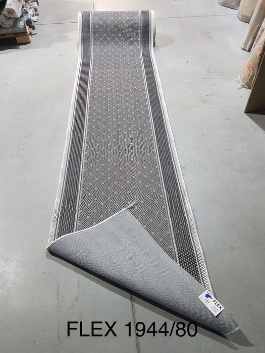 Traversa covor bucatarie antiderapanta gri, model lung, margini festonate, ideala pentru trafic intens