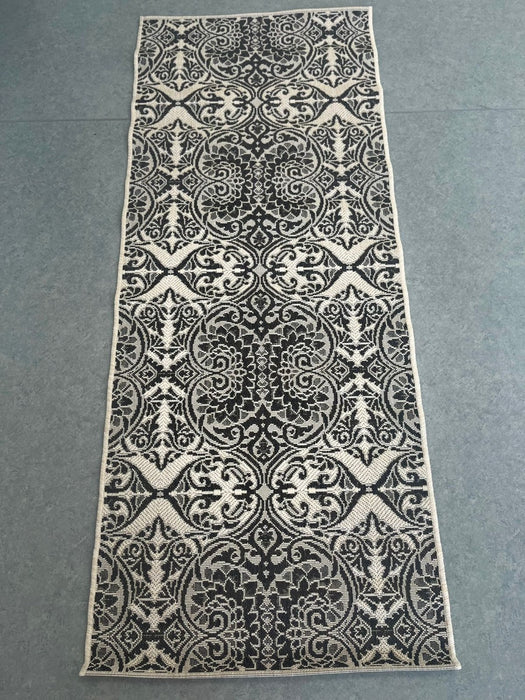 traversa covor bucatarie model geometric bej maro inchis covor lung pentru hol si bucatarie