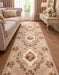 Traversa covor clasica florala crem bej pentru hol lung design traditional elegant potrivita pentru culoar