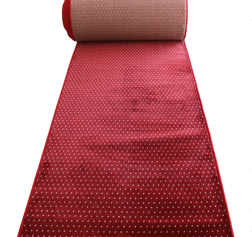 Traversa covor clasica grena pentru hol lung cu model puncte mici potrivita pentru biserica si sala evenimente
