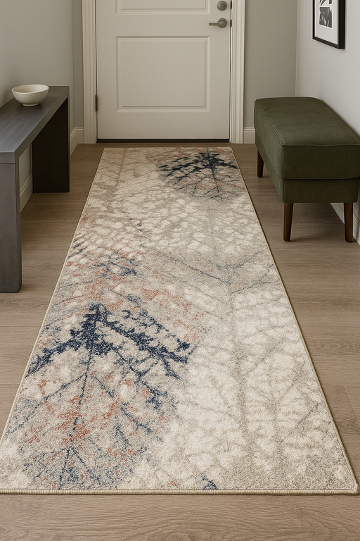 Traversa covor crem bej pentru hol lung cu design modern si elegant