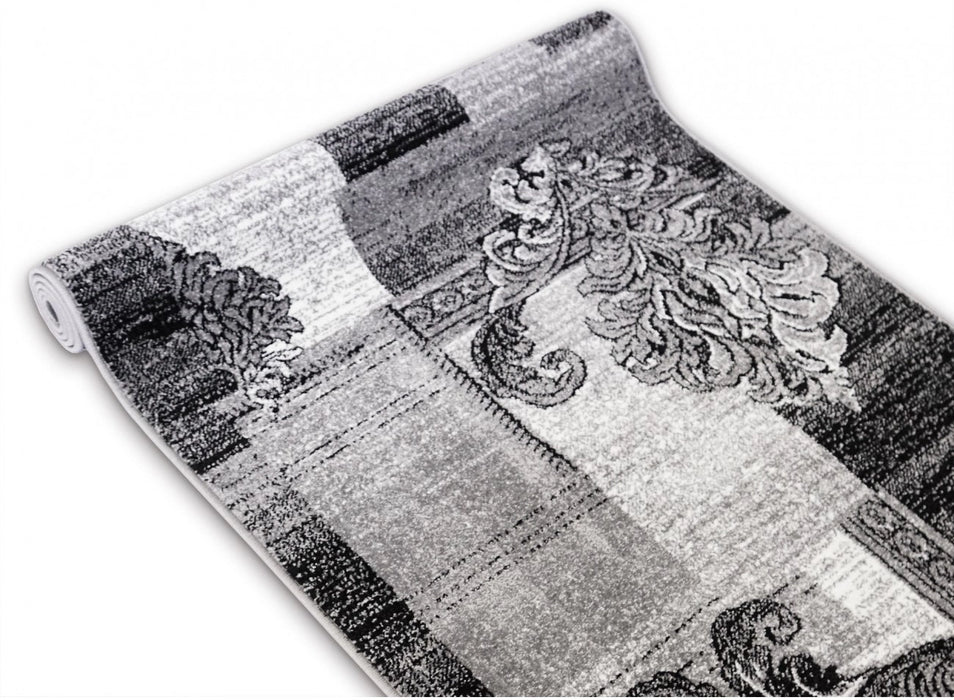 Traversa covor gri cu design modern pentru hol lung sau living