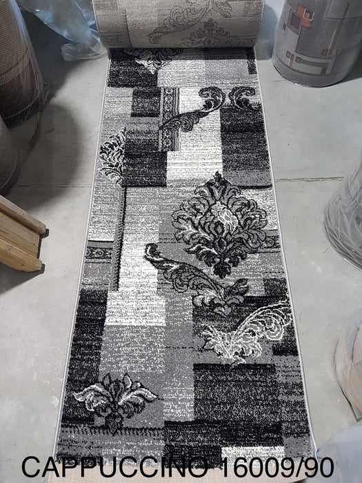 Traversa covor gri moderna pentru hol sau living, design contemporan rezistent la trafic