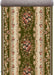 Covor traversa pentru hol clasic verde cu model floral traditional si bordura decorativa