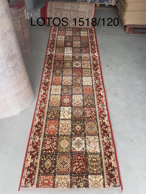 Traversa covor hol lunga clasic grena crem festonata model persan patchwork tip timbre pentru coridor si zone cu trafic intens