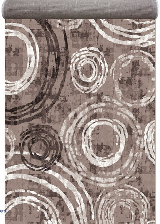 Traversa covor maro geometrica moderna pentru hol lung, ideala pentru decor elegant si trafic intens