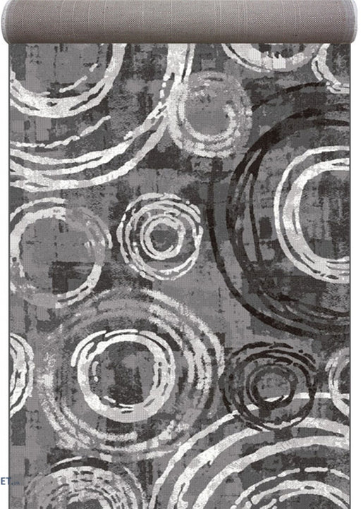 Traversa covor maro geometrica tip rola pentru hol lung, design modern si rezistenta la trafic intens