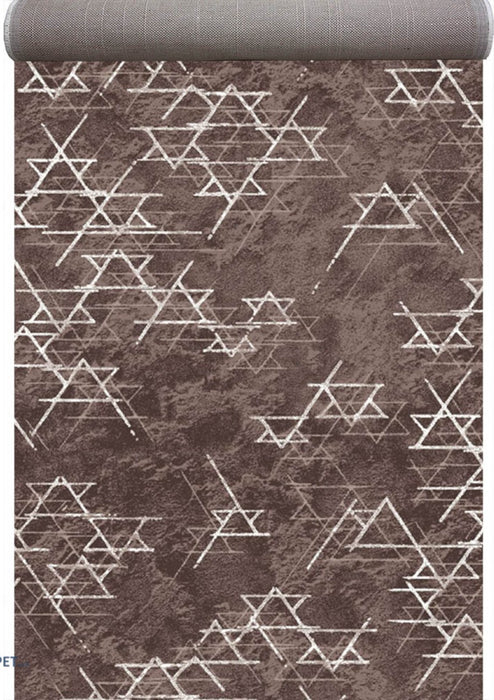 Traversa covor maro geometrica moderna pentru hol lung
