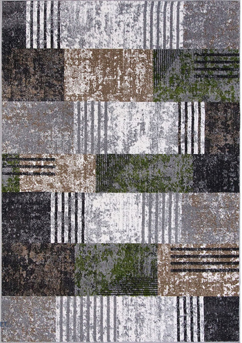 Covor traversa model geometric patchwork in nuante gri maro stil modern pentru casa