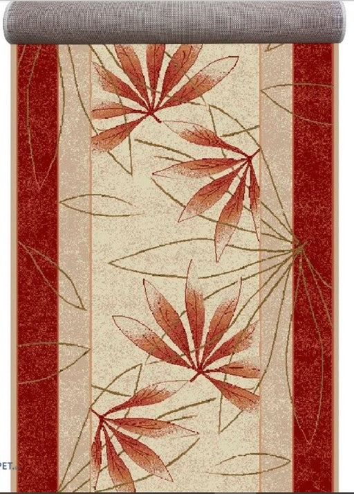 Traversa covor moderna crem grena pentru hol lung si living