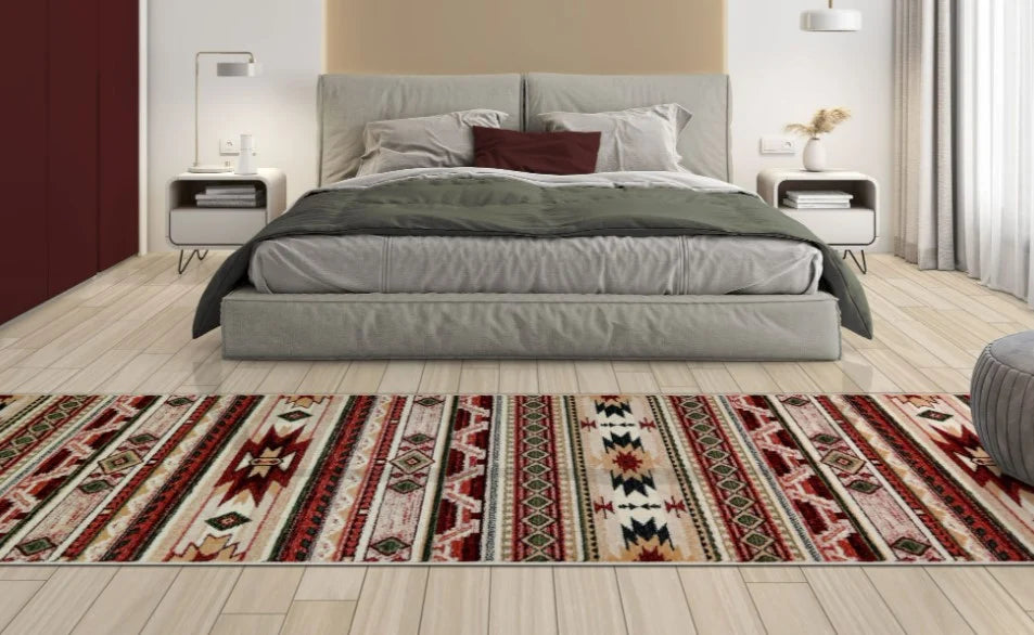 Traversa covor traditionala amplasata in interior, decor clasic si aspect cald