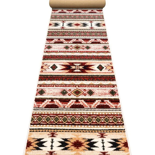 Traversa covor traditionala derulata complet, model clasic decorativ pentru hol si bucatarie